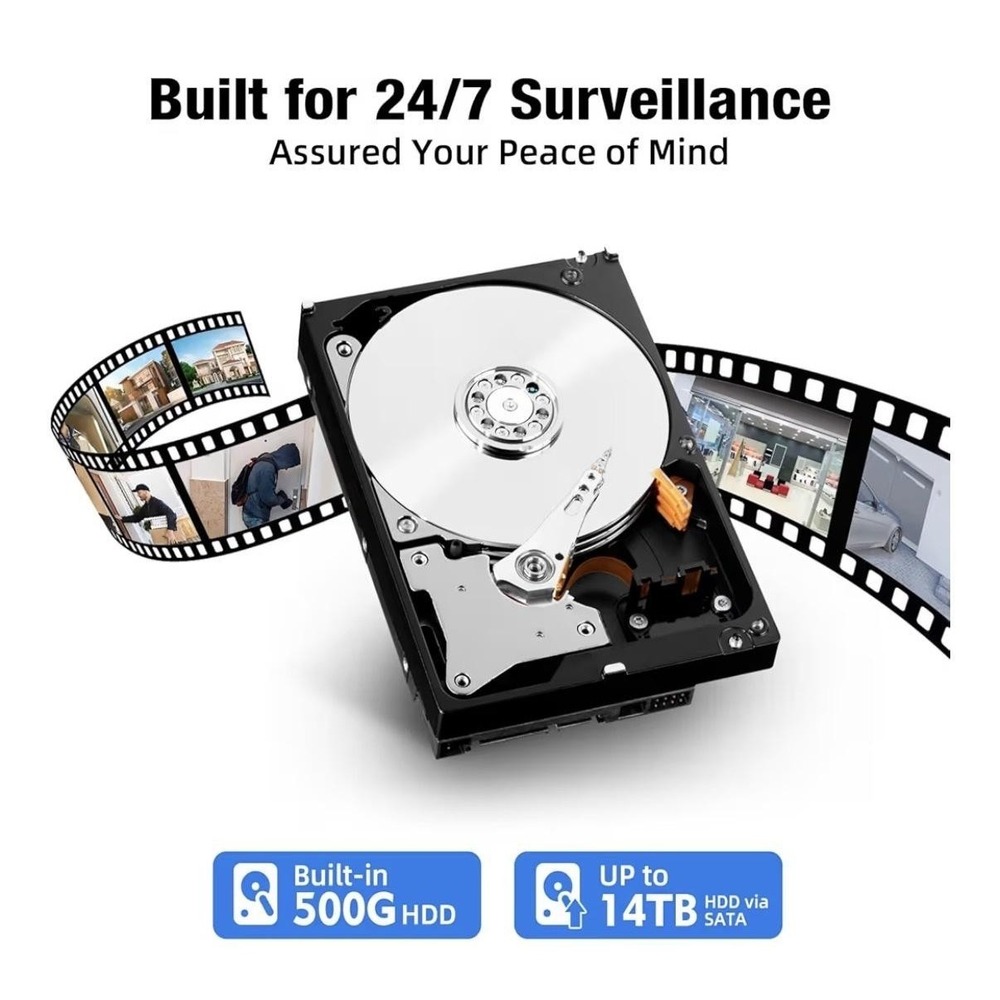FOERS N6708HE5-POE 8CH H.265 NVR PoE IP Security System 500GB HDMI VGA - Picture 5 of 15
